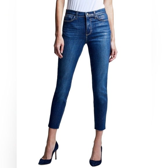 L'AGENCE El Matador Fremont Glitter Coated High Rise Jeans in 26 - Picture 1 of 8